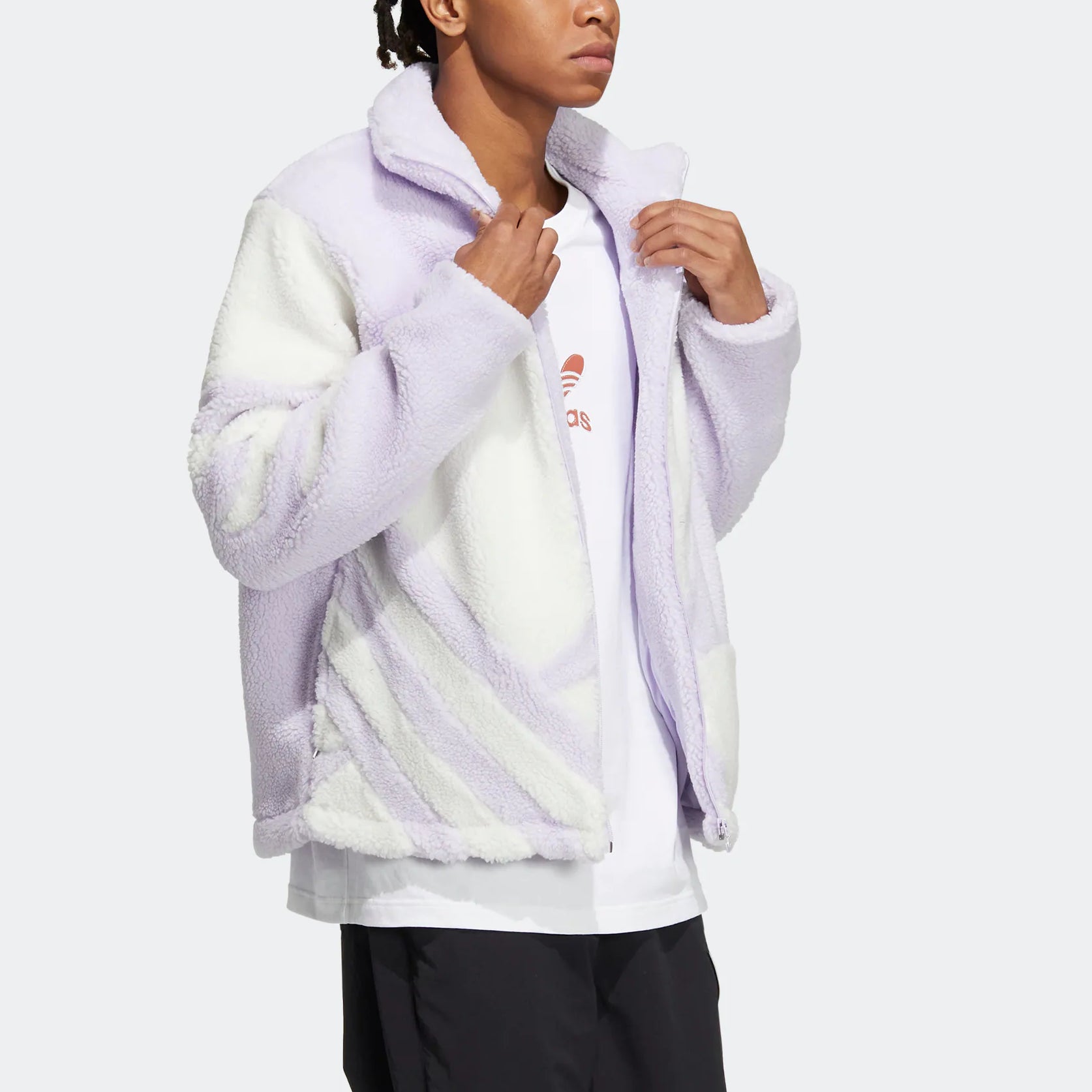 Куртка adidas originals FW22 Sherpa Jacket Tr Logo HR3488, фиолетовый — фото 4