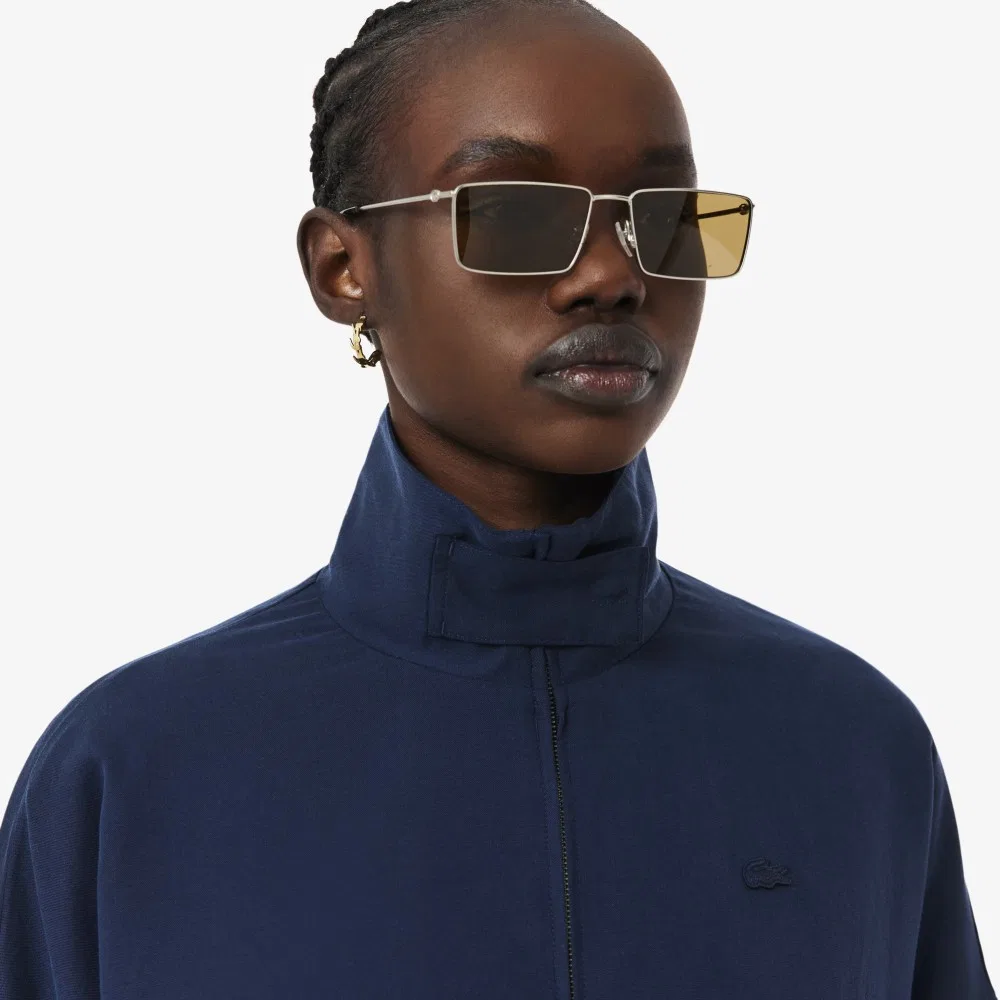 Женская спортивная куртка Lacoste из смесового льна, тёмно-синяя — фото 2