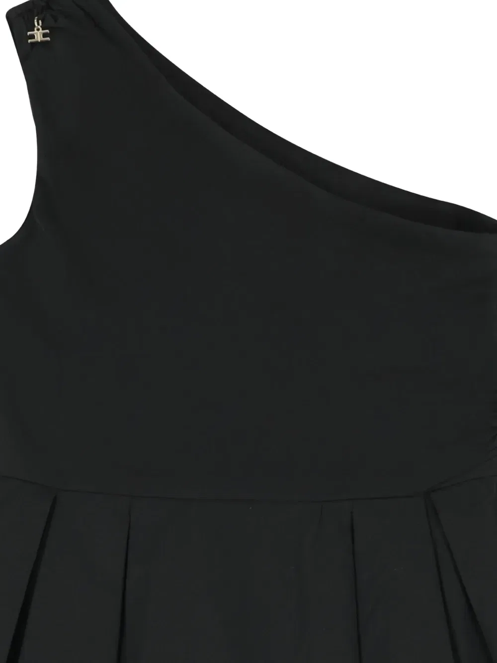 Платье с одним открытым плечом и плиссировкой Elisabetta Franchi Kids, черный — фото 3