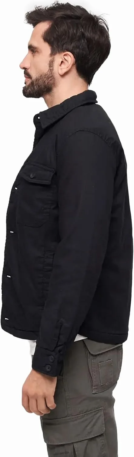 Мужская стеганая фланелевая куртка Brandit Individual Wear в стиле "лесоруб" - теплая повседневная куртка прямого кроя для активного отдыха на природе с двумя нагрудными карманами, черный — фото 4