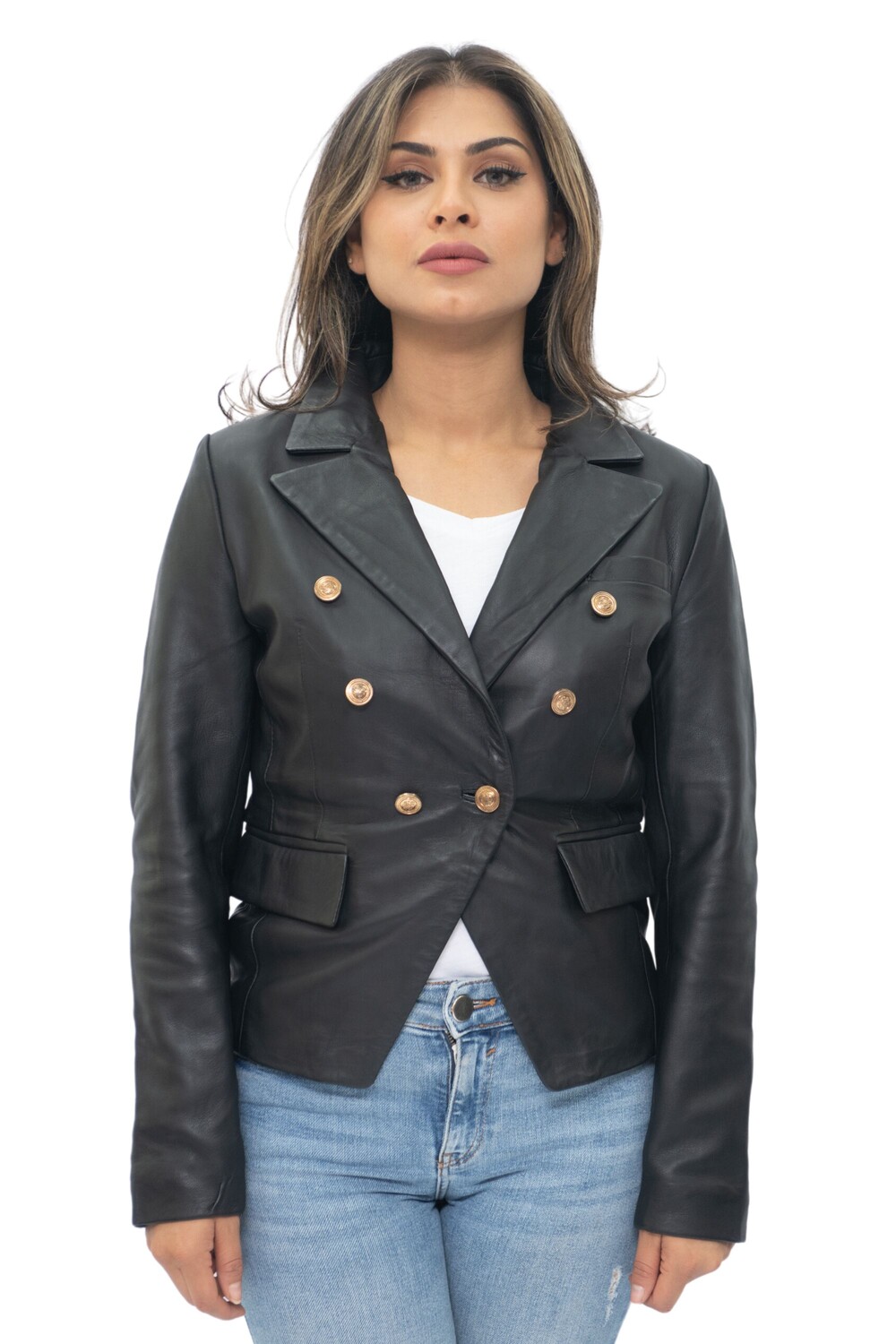 

Кожаный пиджак в стиле милитари ольборг Infinity Leather, черный