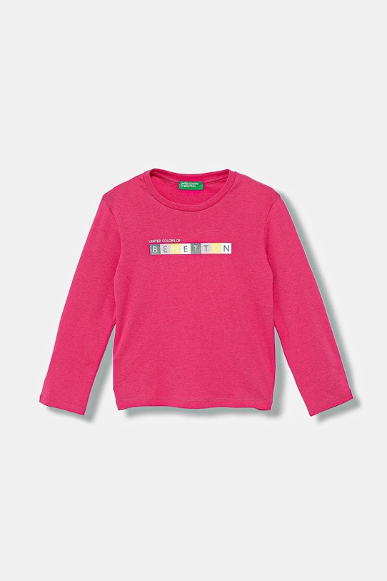 

Детская хлопковая кофта с длинным рукавом United Colors Of Benetton, розовый