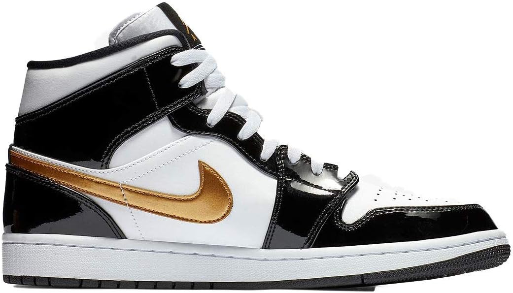 Мужские кроссовки Nike Air Jordan 1 Mid SE, черный/белый/металлик золотой — фото 3