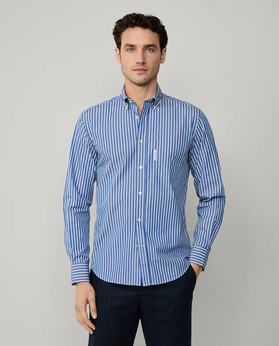 

Мужская рубашка из хлопка с обычным кроем в полоску Façonnable, синий