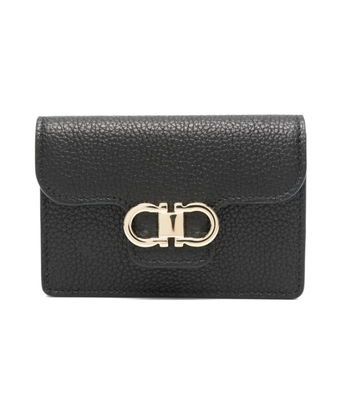 

Черный кожаный кошелек с логотипом. Ferragamo, черный