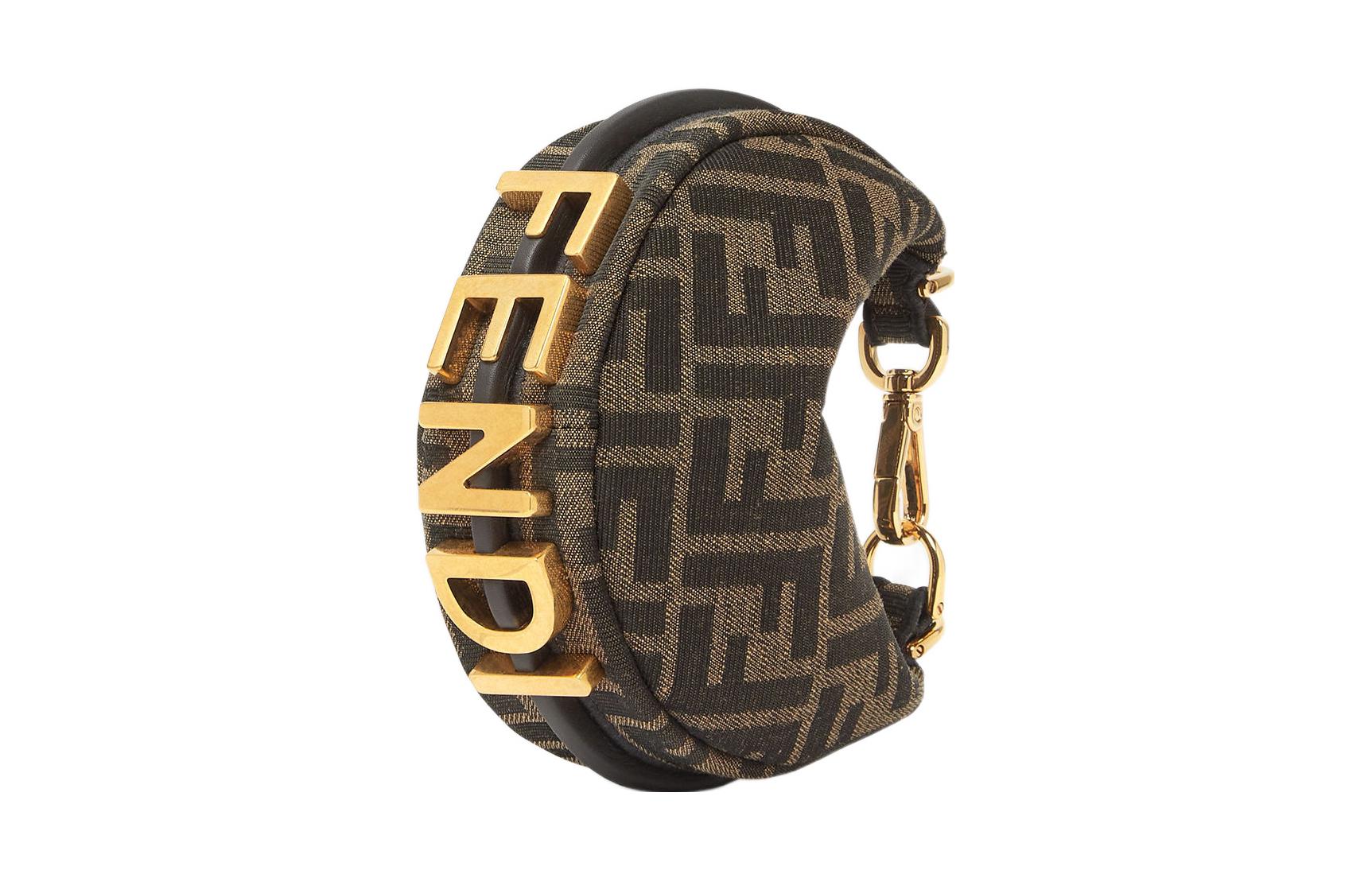 

FENDI Graphy Fabric Crescent Bag Handbag Wrist Bag Extra Mini Women's Brown