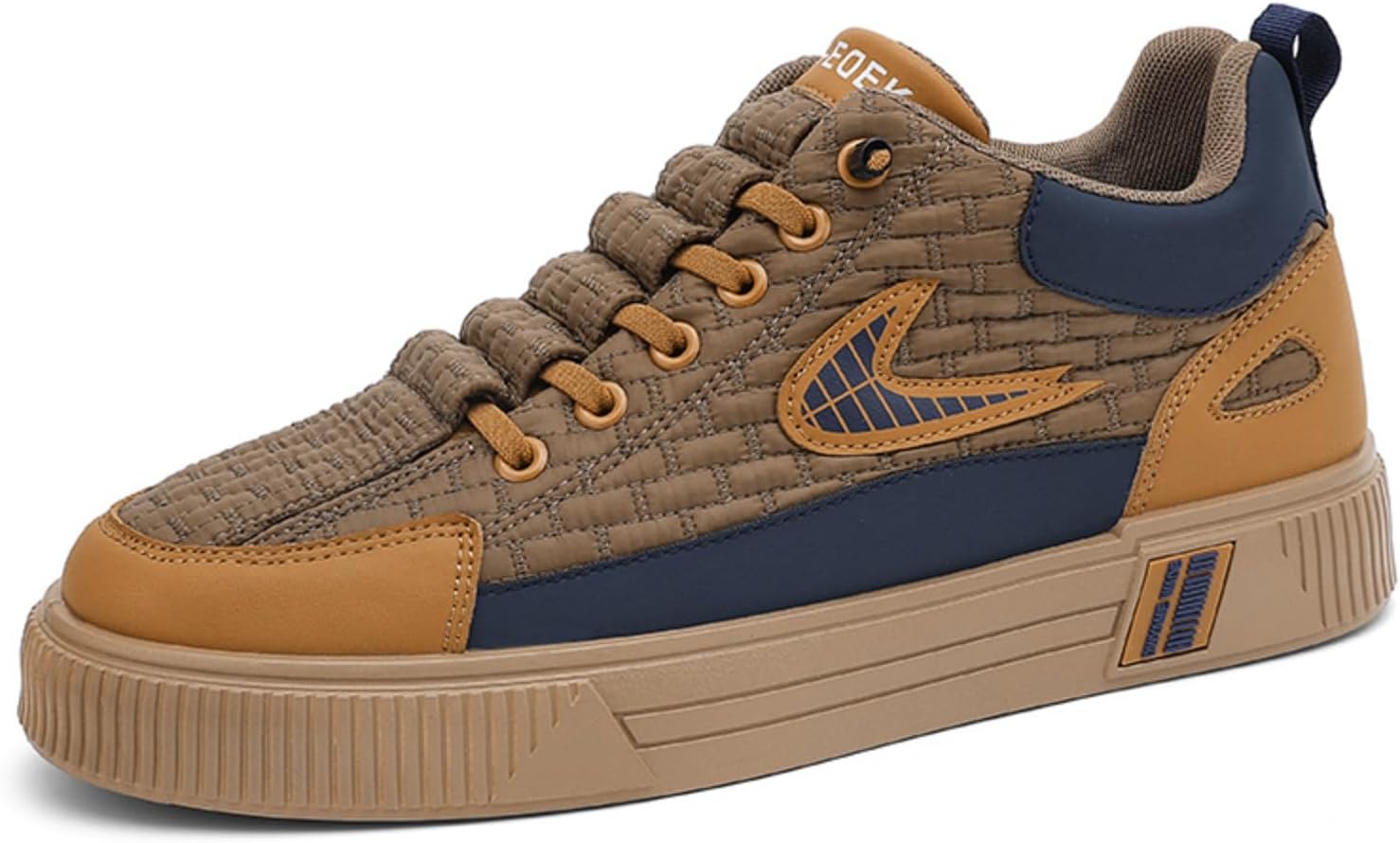 

Мужские коричнево-синие повседневные кроссовки, стильные тканые туфли с текстурным шнурком и удобной подошвой, идеально подходят для повседневной и модной одежды Aokisx