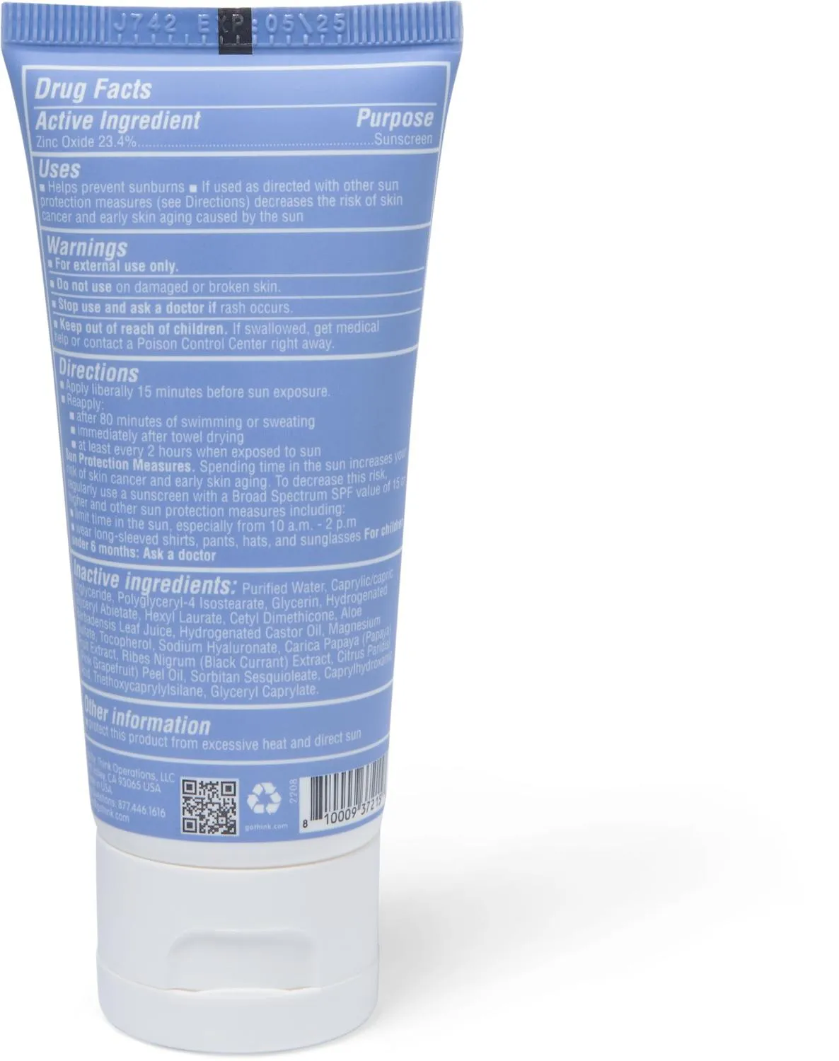 Чистый цинковый активный солнцезащитный крем для лица SPF 50 Thinksport, None — фото 3