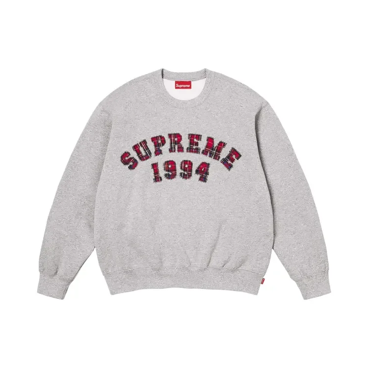 Свитшот Supreme Plaid Arc Crewneck 'Heather Grey'