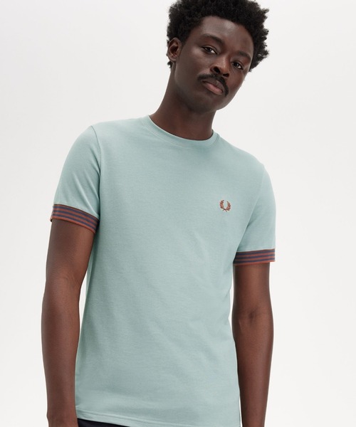 

Футболка в полоску, с манжетами FRED PERRY, светло-голубой
