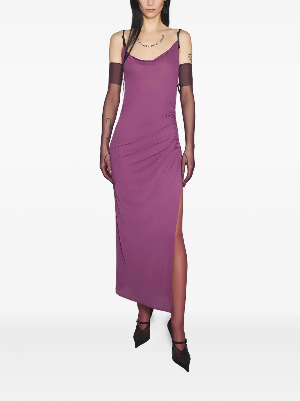 

Платье миди с разрезом Mugler, фиолетовый
