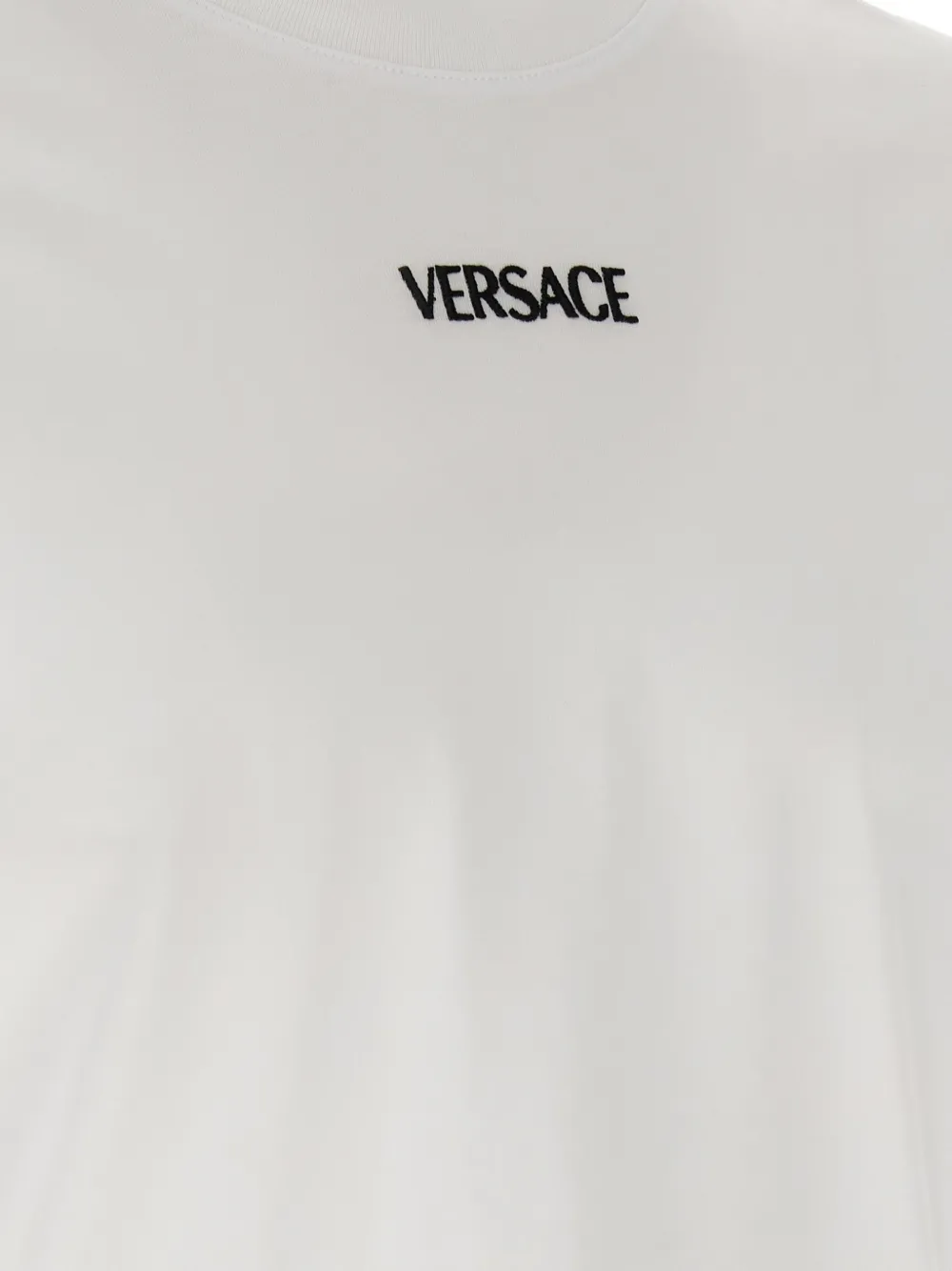 Футболка с вышитым логотипом и круглым вырезом Versace, белый — фото 4