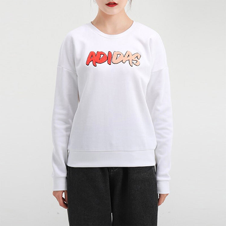 Худи (WMNS) adidas Athleisure Casual Sports Round Neck Pullover White Hoodie — фото 3