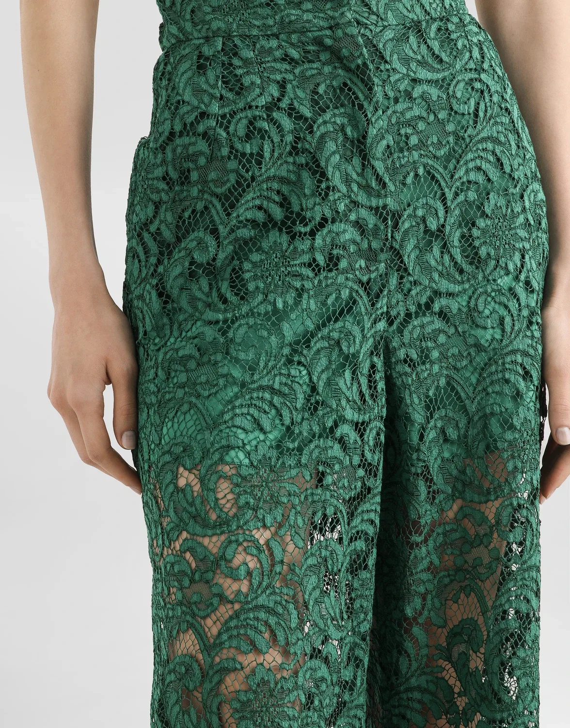 Брюки из кружева кордонетто DOLCE & GABBANA, зеленый — фото 4