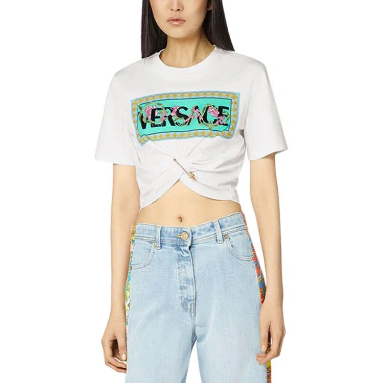 Футболка Art Deco Flowers White/Multicolor VERSACE