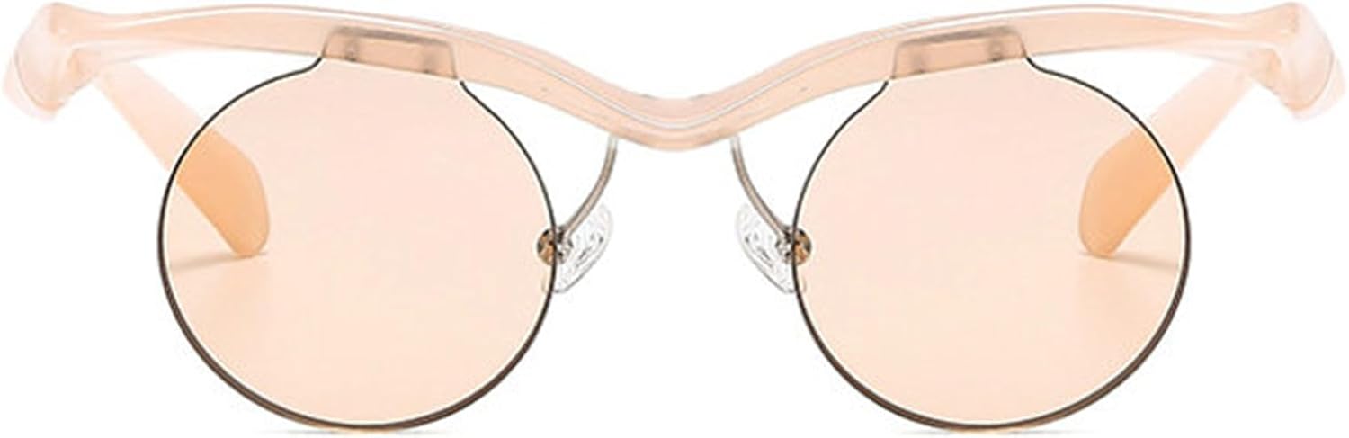 

Солнцезащитные очки Willochra в маленькой круглой оправе в стиле панк для женщин и мужчин, роскошные винтажные солнцезащитные очки без оправы для женщин, защита от УФ-излучения UV400, Pink