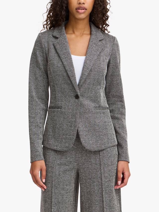 

Приталенный пиджак Kate в рубчик жаккард ICHI, Black/White