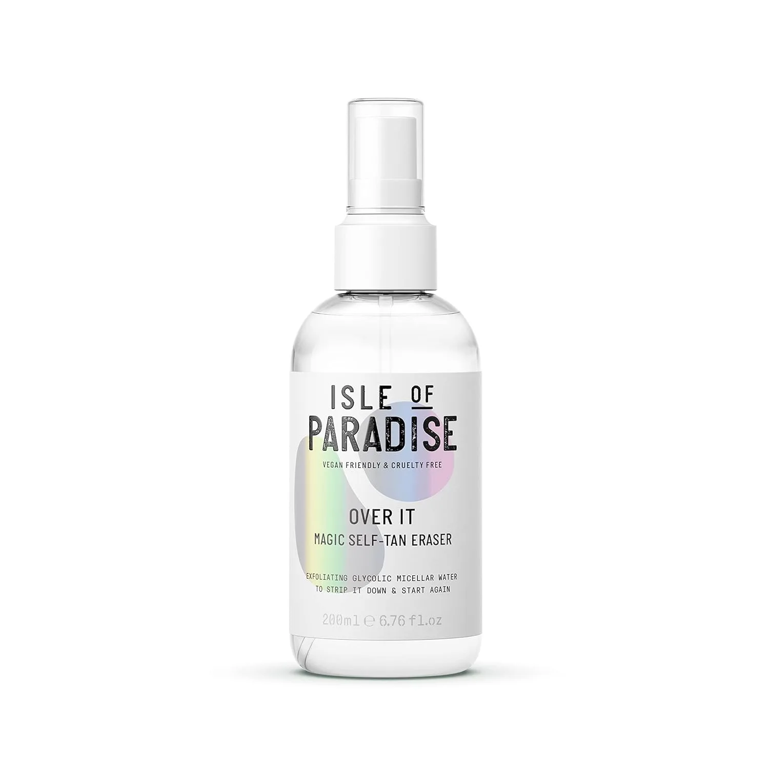 Isle of Paradise Over It Magic Self Tan Eraser - Отшелушивающая мицеллярная вода с гликолевой кислотой, веганский продукт, не тестируется на животных, 6,76 жидких унций 200 мл (1 шт.)
