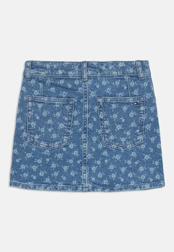 Джинсовая юбка с цветочным принтом и вышивкой флага. Tommy Hilfiger, Light-Blue Denim — фото 2