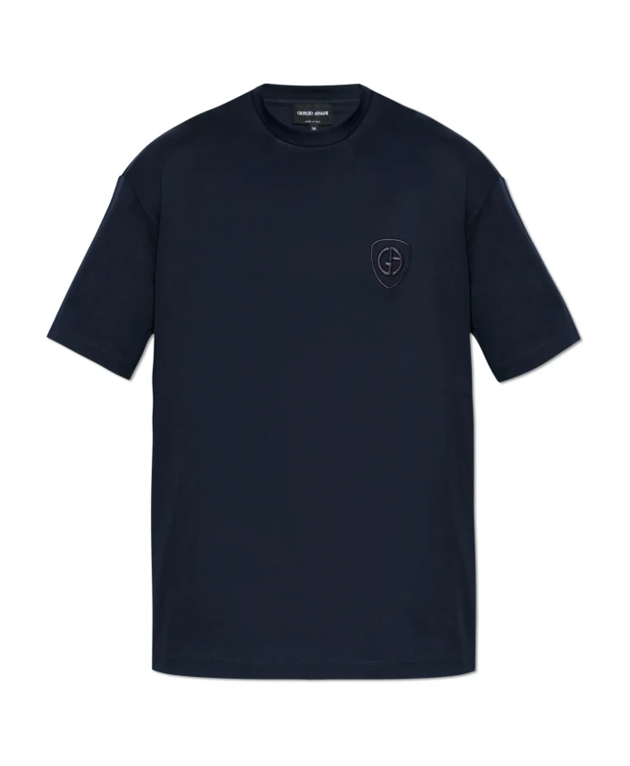

Хлопковая трикотажная футболка ASV с круглым вырезом Giorgio Armani, синий