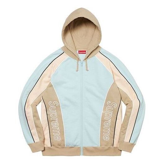 

Толстовка track paneled zip up hooded sweatshirt 'teal beige' Supreme, мультиколор