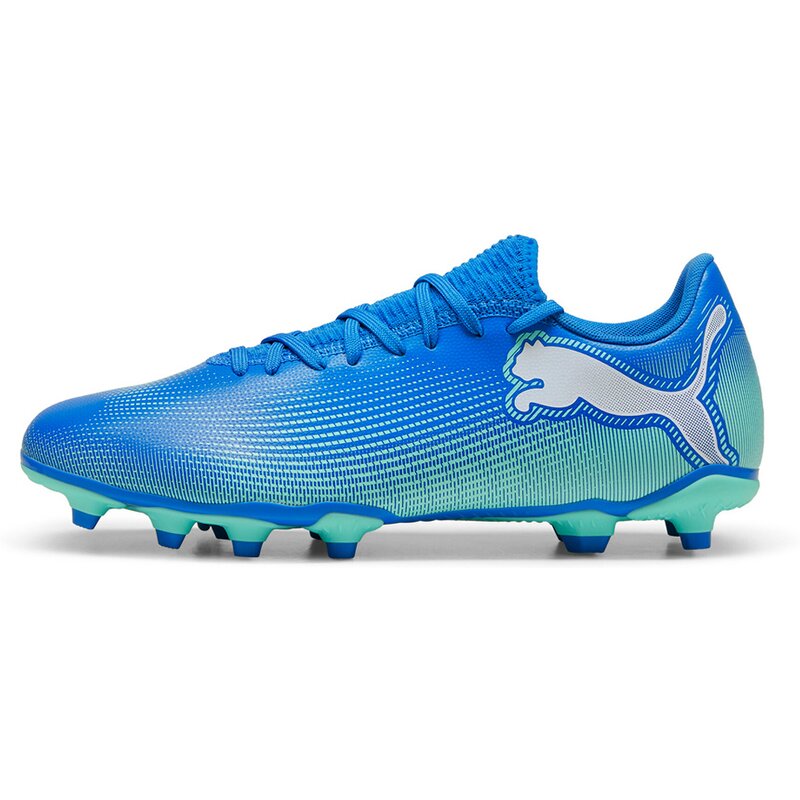Футбольные бутсы для газона Future 7 Play FG/AG Puma, цвет hyperlink blue-mint-puma white — фото 4