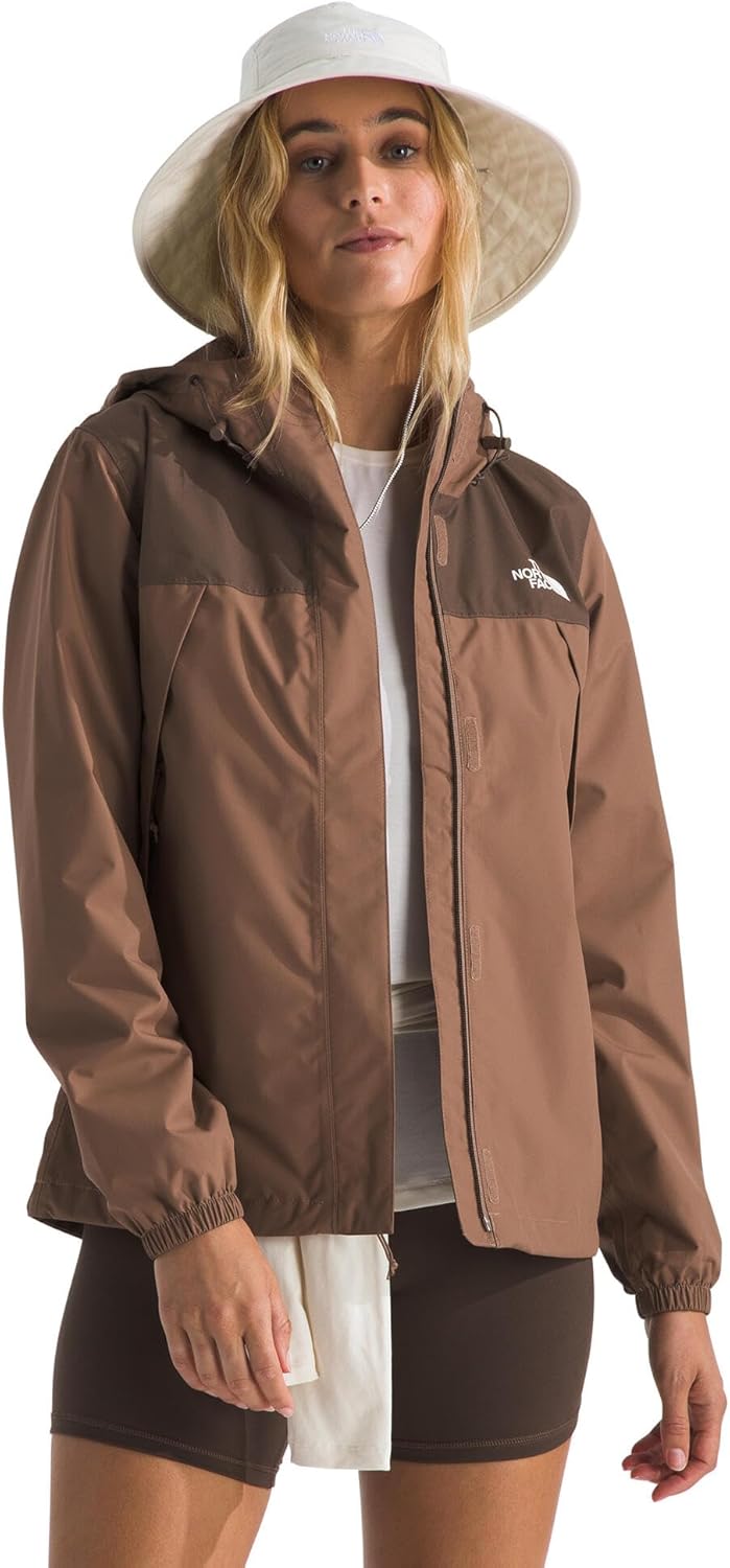 

THE NORTH FACE Женская водонепроницаемая куртка Antora Дышащий дождевик с капюшоном и альпийскими карманами на молнии, Latte/Smokey Brown