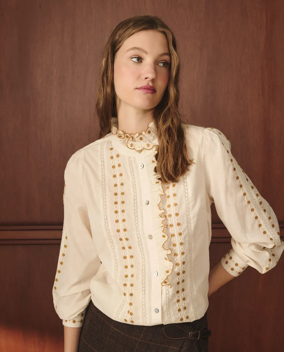 

Блуза женская с длинным рукавом с вышивкой Lloyd's, экрю