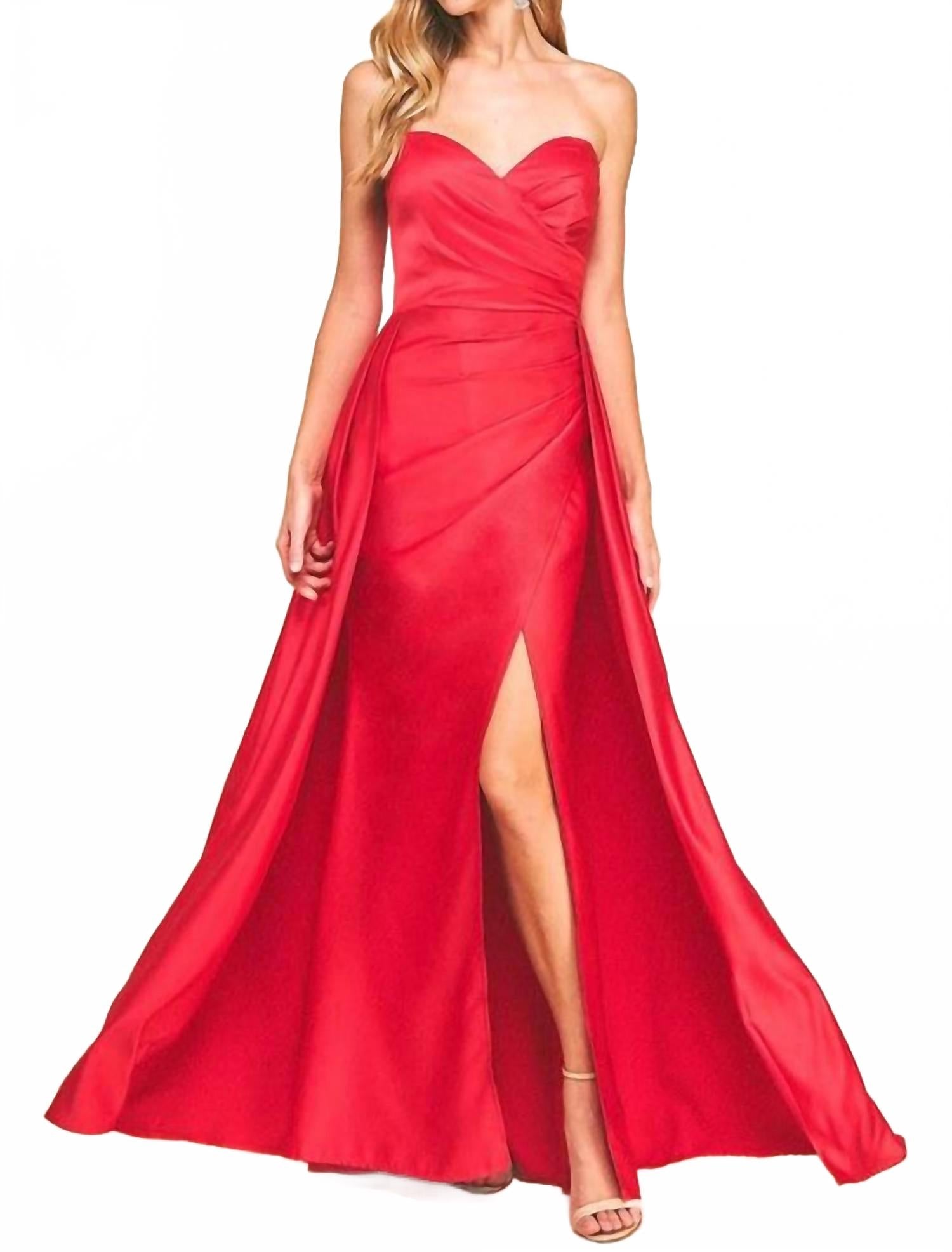 

Maniju Атласное платье с разрезом красного цвета