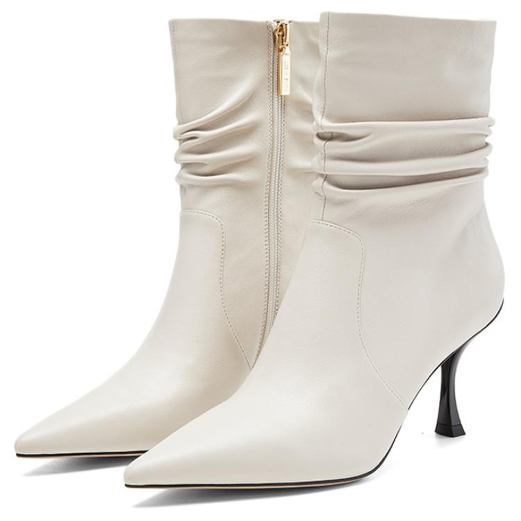 NINE WEST Женские ботильоны на каблуке 8,5 см молочно-белые, цвет Milk White — фото 4