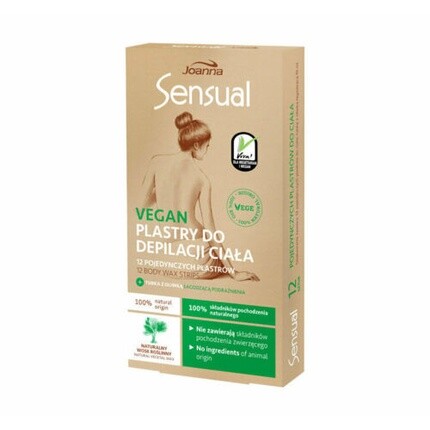 

Sensual Vegan Пластыри для удаления волос на теле, 12 шт. + 10 мл, Joanna