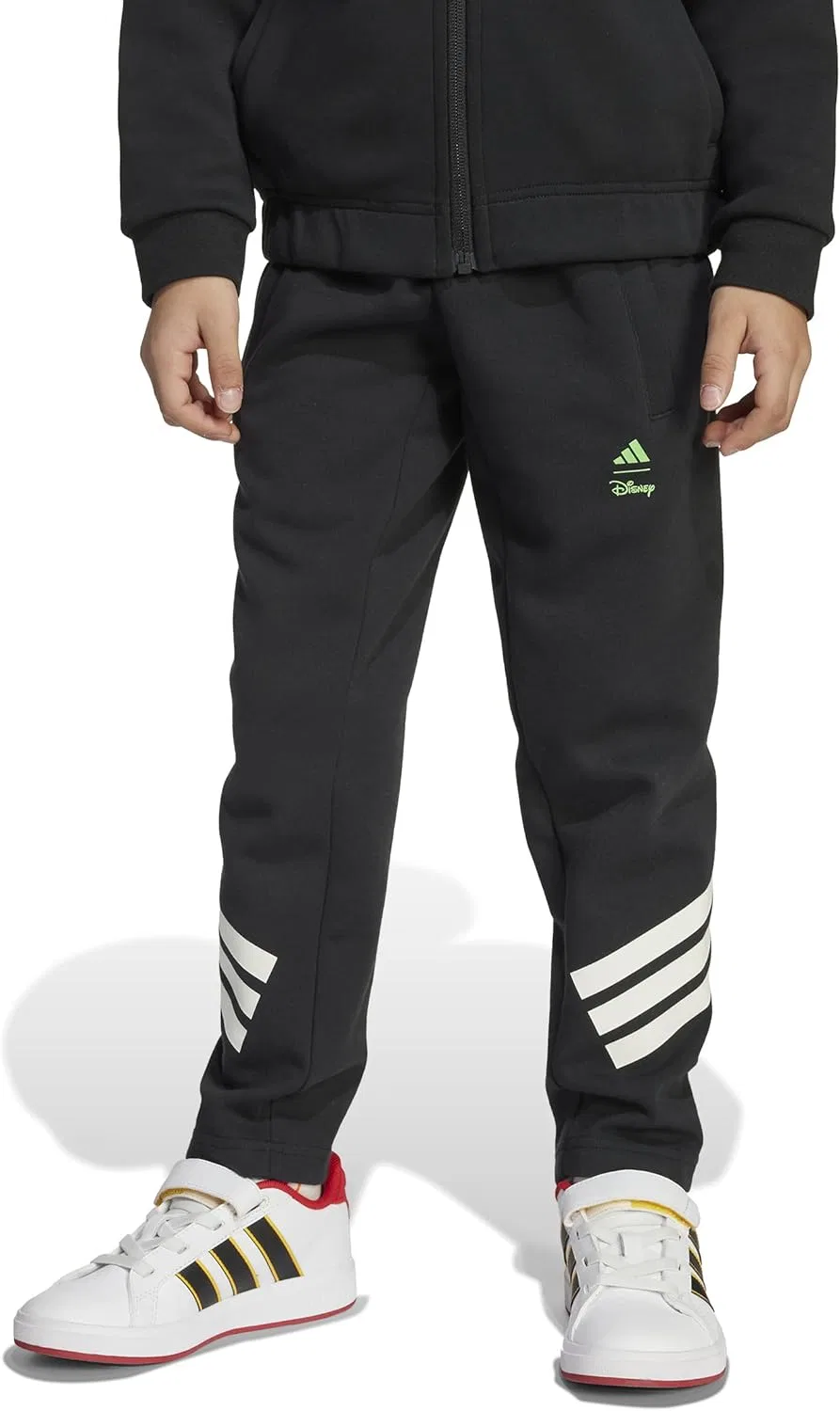 Детские штаны Adidas унисекс с изображением Микки Мауса от Disney, Black/Off White/Lime Burst