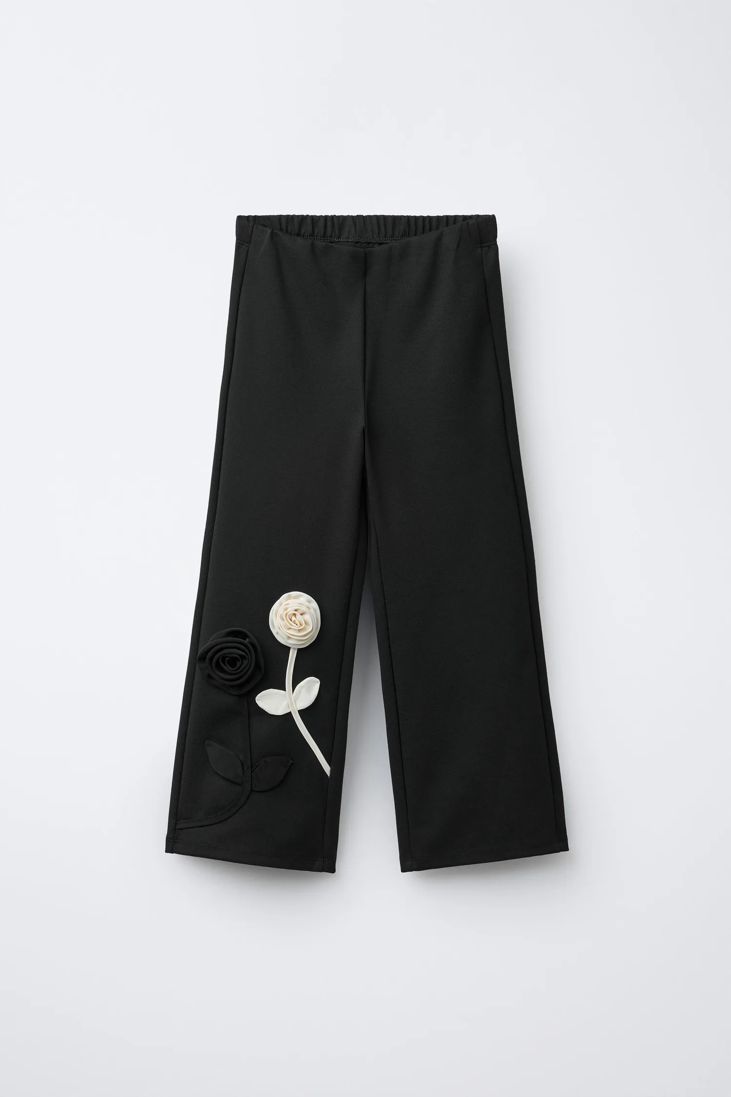 Брюки ponte di roma с цветами Zara, черный
