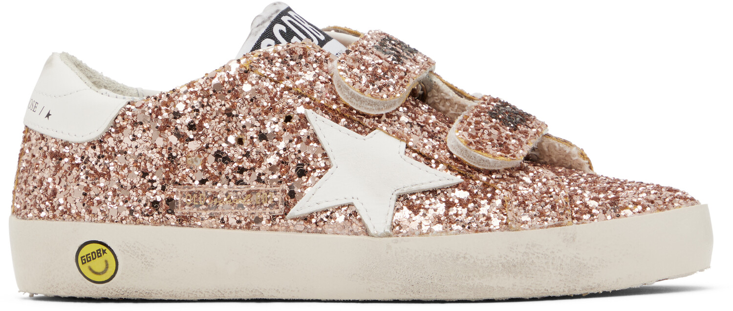 

Детские розовые кеды Old School Golden Goose, персиковый/белый