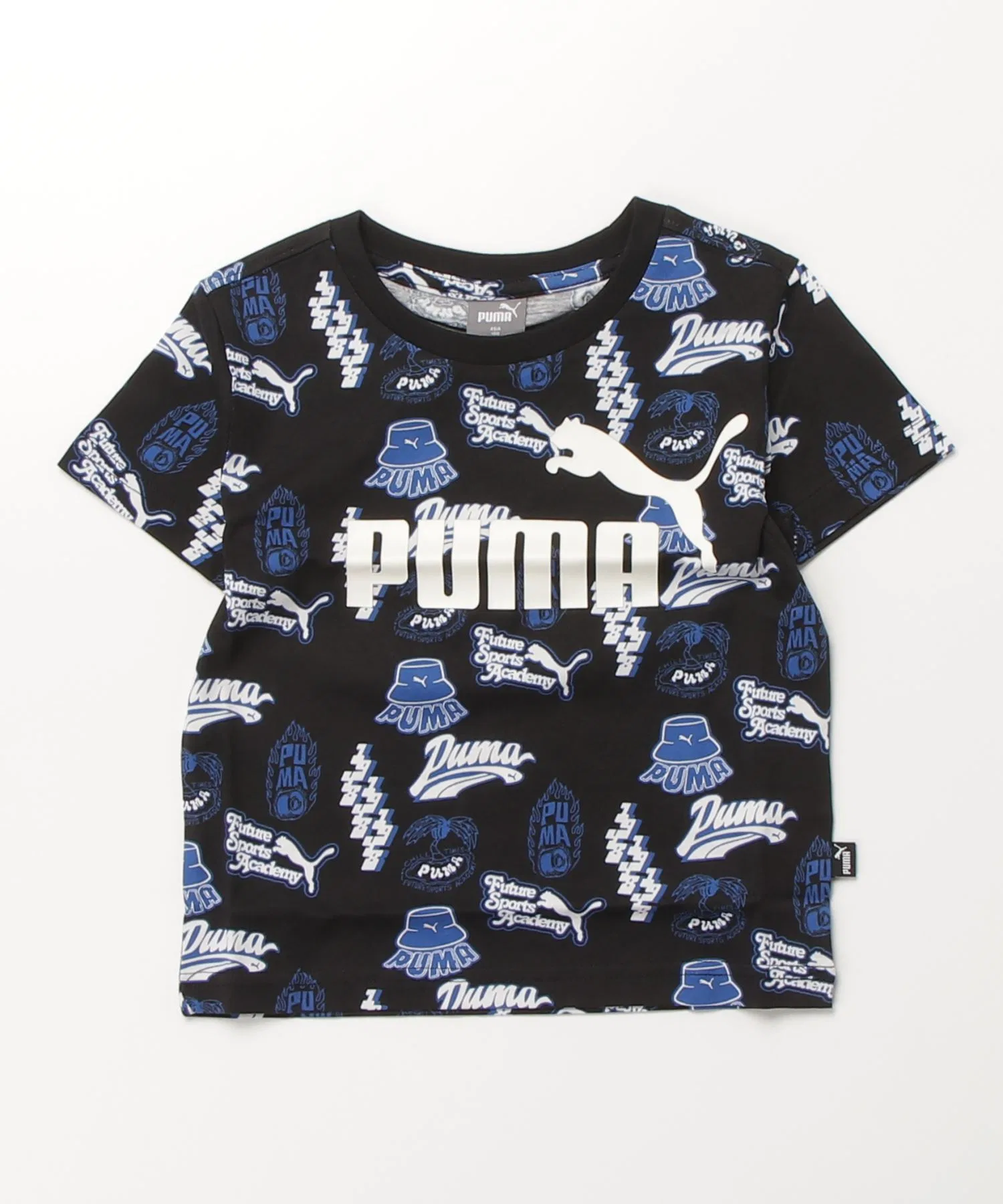 Детская футболка PUMA ESS+ с принтом в стиле 90-х чёрная