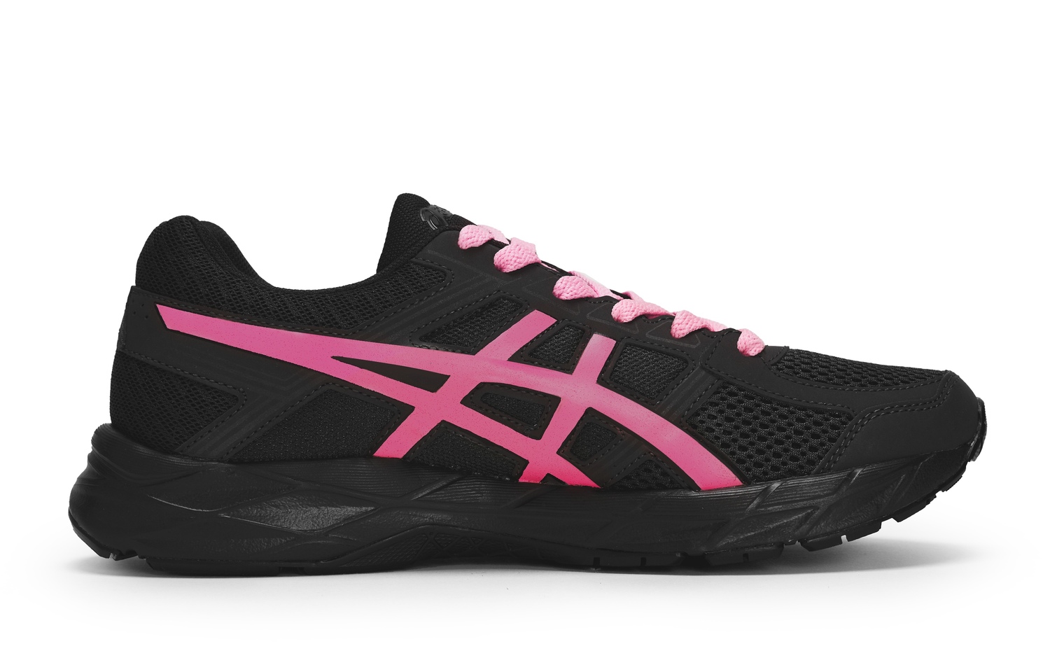 ASICS Женские противоскользящие износостойкие низкие беговые кроссовки Gel Contend 4 черно-розовый фуксия, цвет Black Rose Fuchsia — фото 4