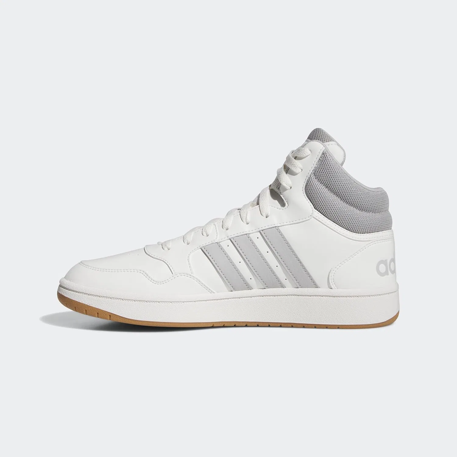 Мужские баскетбольные кроссовки Adidas Hoops 3.0 Mid Lifestyle в классическом винтажном стиле, Core White Grey Two Gum — фото 2