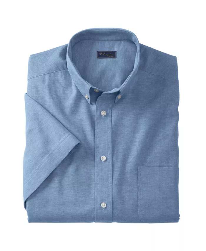 

Мужская немнущаяся короткорукавная рубашка Oxford Dress Shirt KingSize, синий