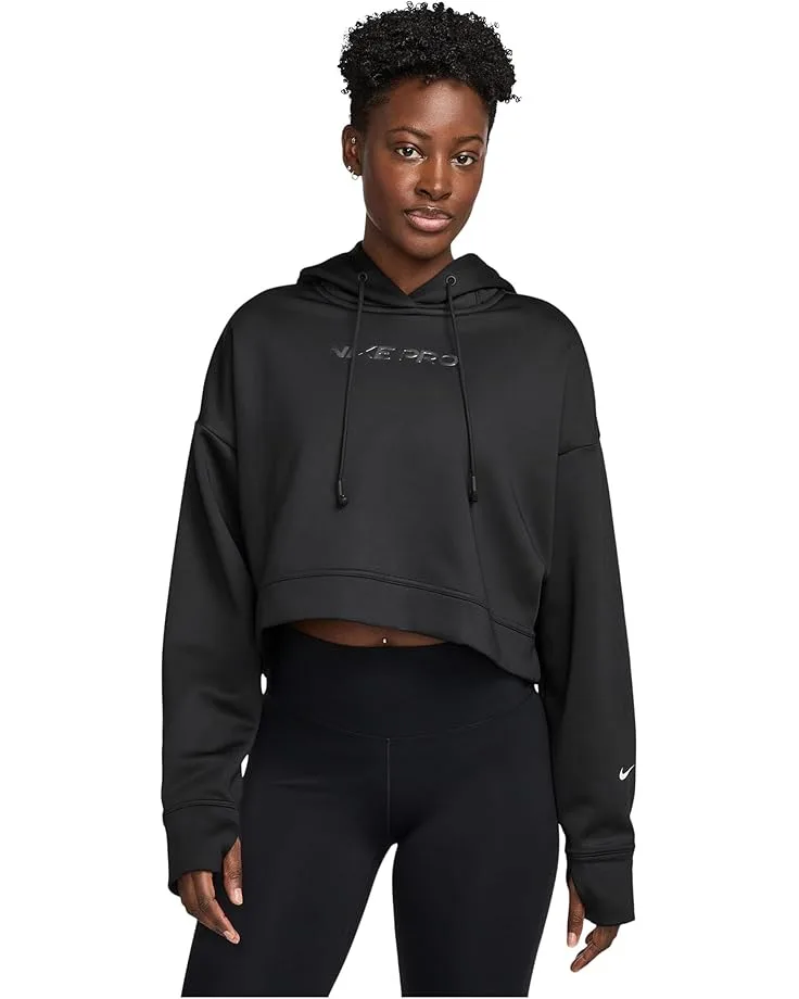 Толстовка Nike Pro Therma-FIT Fleece Hoodie, Black/White