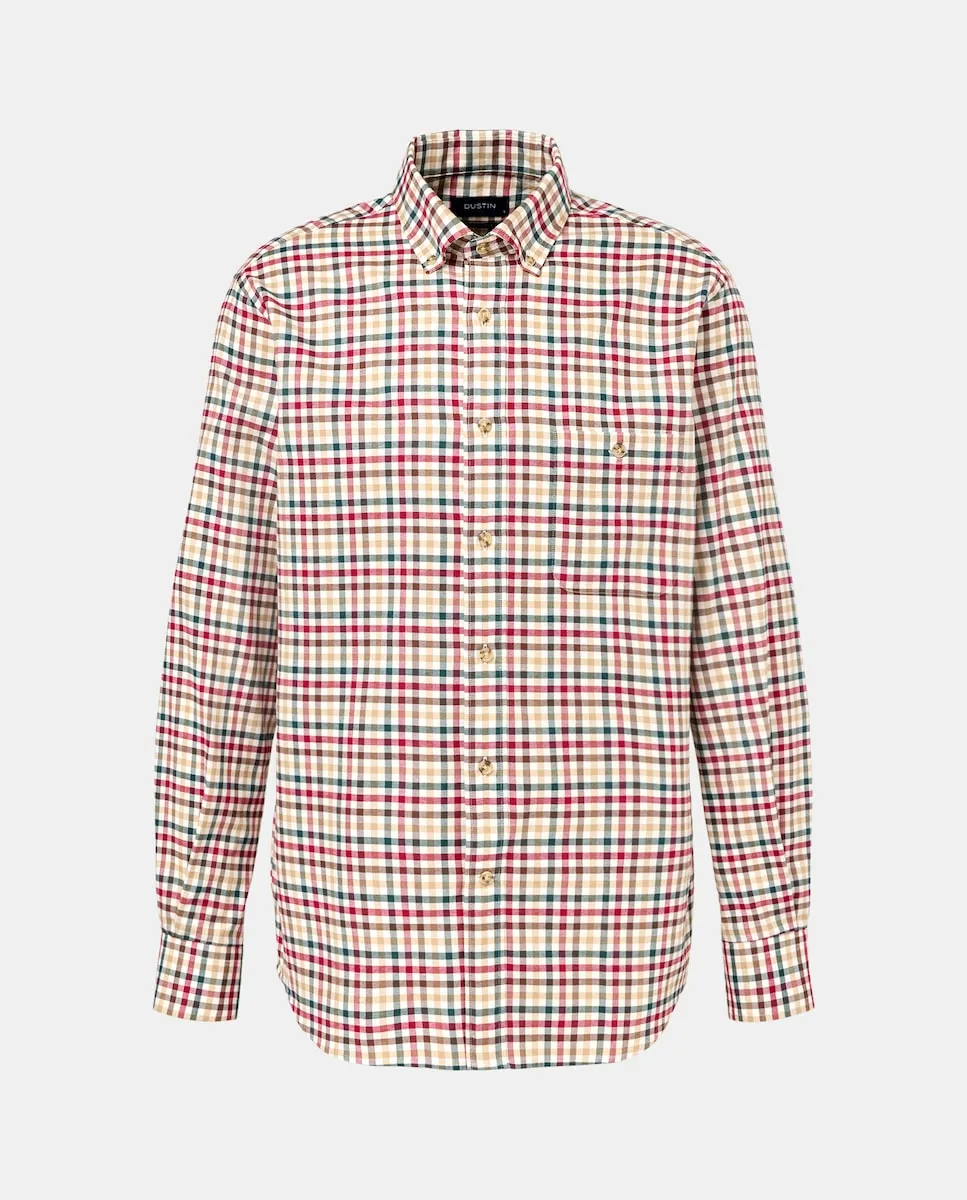 

Рубашка из ткани милль веллела в клетку виши триколор классического узора Dustin, бордовый