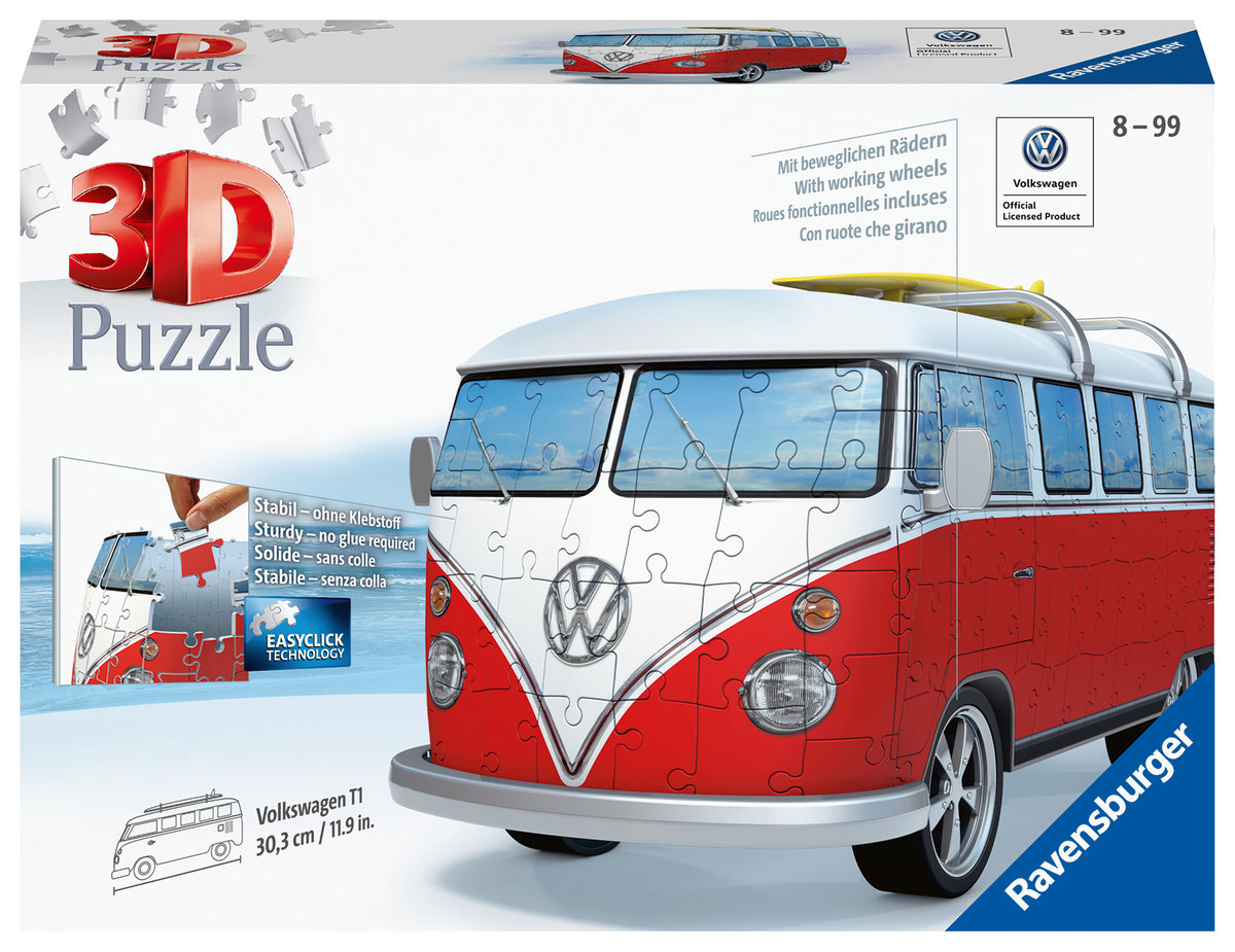 

Ravensburger, 3D пазл, Транспорт, Автобус Volkswagen T1, 162 шт.