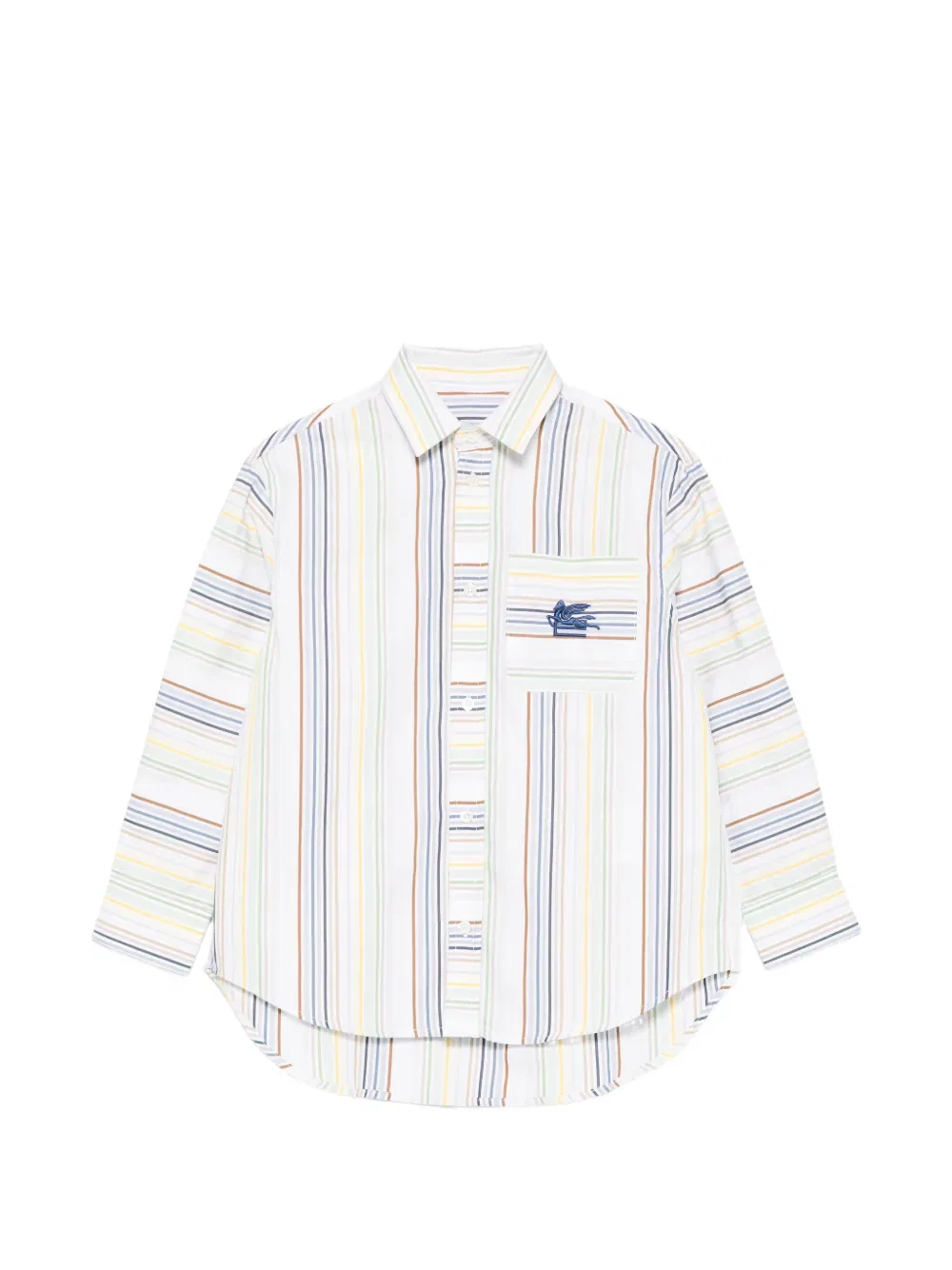 Полосатая вышитая рубашка Etro Kids, белый