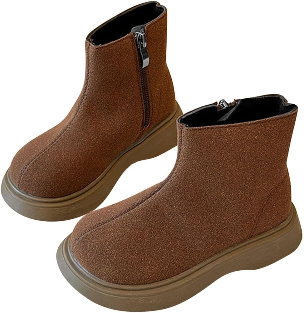 

Девочкам Винтажные Ботильоны на Молнии Сбоку Челси Осень Зима Комфортные Короткие Ботинки Generic, Coffee