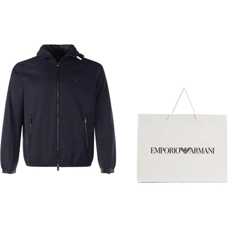 Куртка водоотталкивающая с логотипом EMPORIO ARMANI, темно-синяя — фото 3