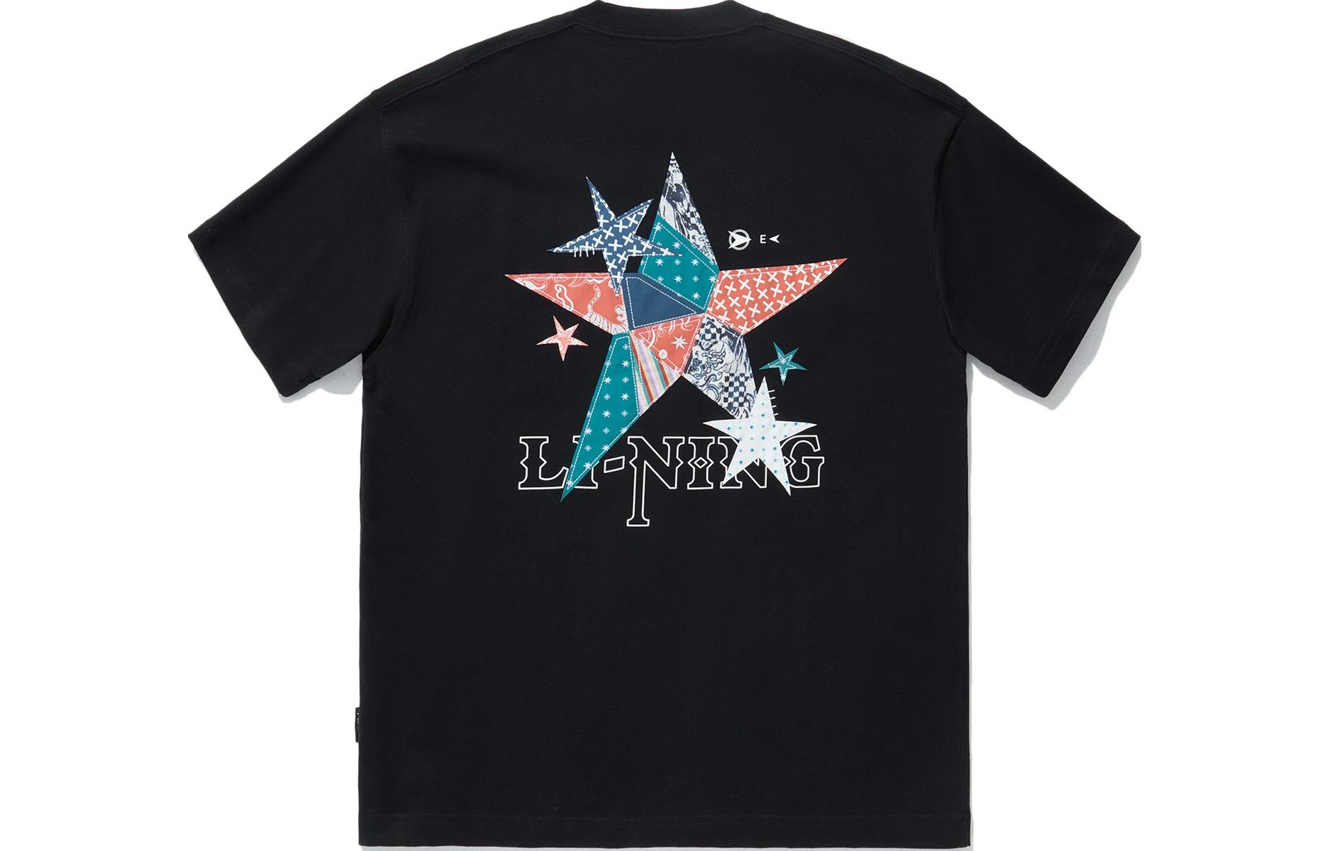 

LiNing Футболка с заниженной линией плеч, унисекс, черная