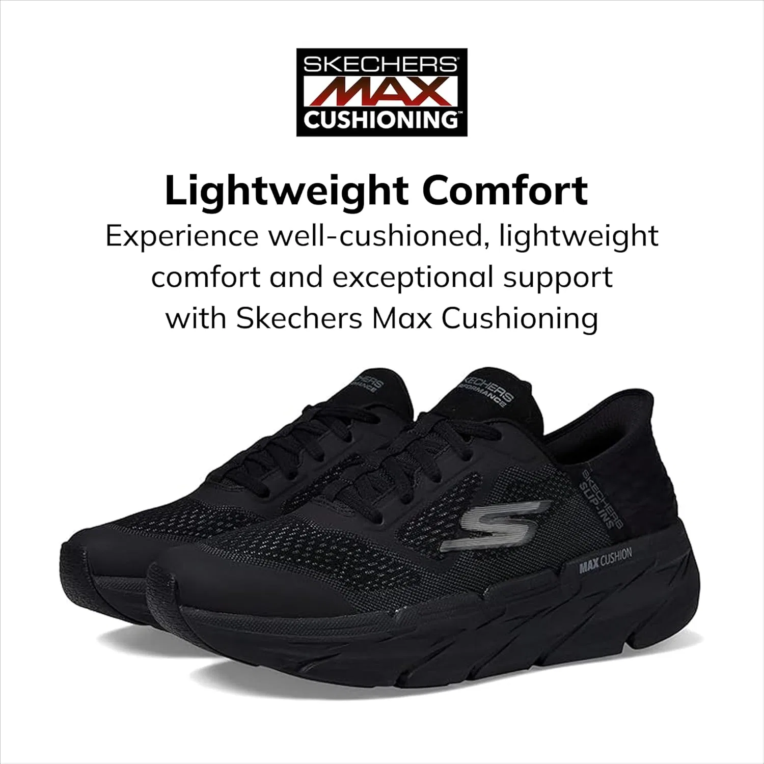 Мужские кроссовки Skechers Max с амортизацией и эффектом памяти - спортивные кроссовки для тренировок, бега и ходьбы, Black — фото 4