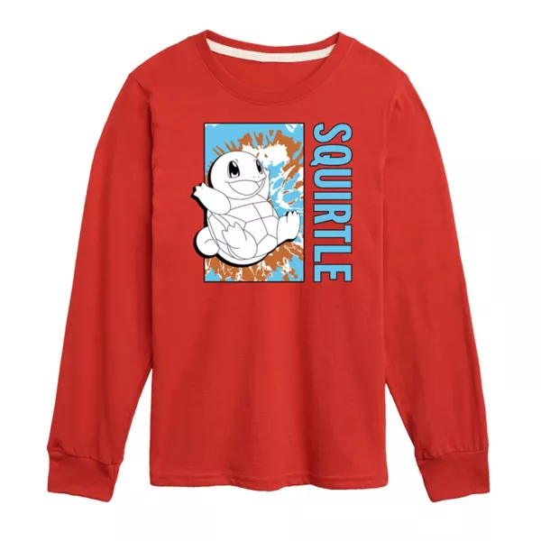 

Футболка с длинным рукавом Pokemon tie-dye Squirtle для мальчиков 8-20 лет Licensed Character, красный