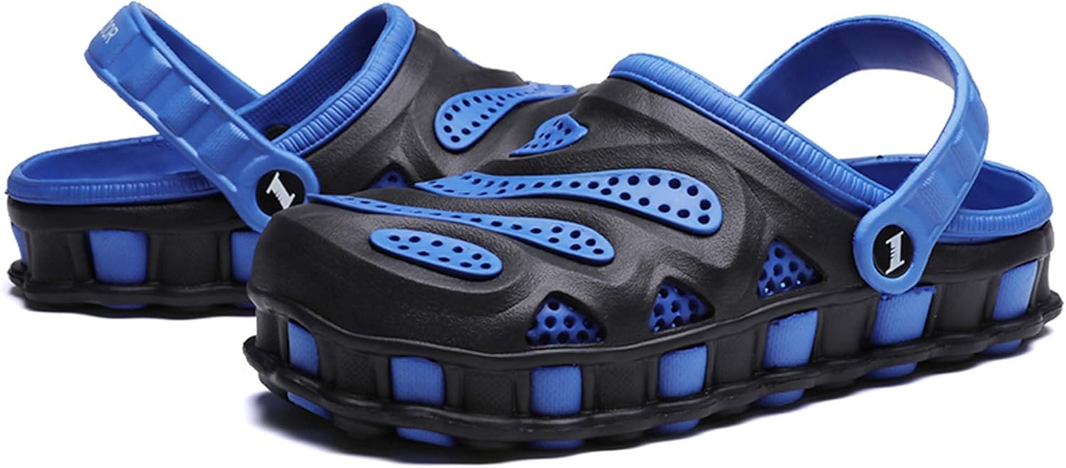 

Мужские сандалии с ремешком на спине, мелким отверстием, широким фасоном, противоскользящие, повседневные для пляжа и прогулок по воде Dzbajrqm, синий