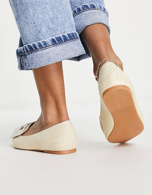 ASOS DESIGN Балетки Lake с заостренными краями из натуральной рафии — фото 4