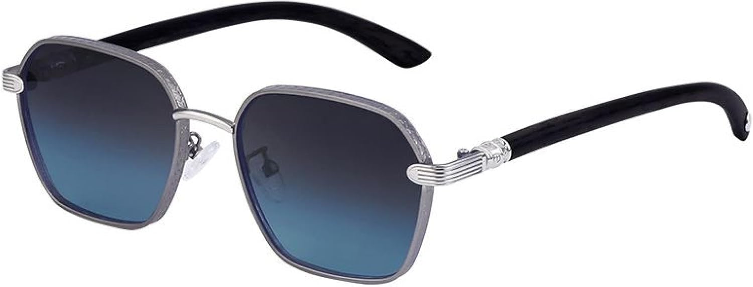 

Винтажные солнцезащитные очки для мужчин и женщин, роскошная классическая металлическая оправа, модная имитация древесной текстуры, защита от УФ-излучения UV400 TVTBBVV, C5grayblue